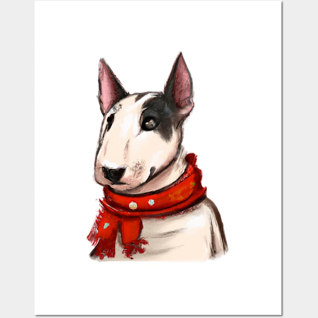 Cute Bull Terrier Drawing Wall Art by Play Zoo